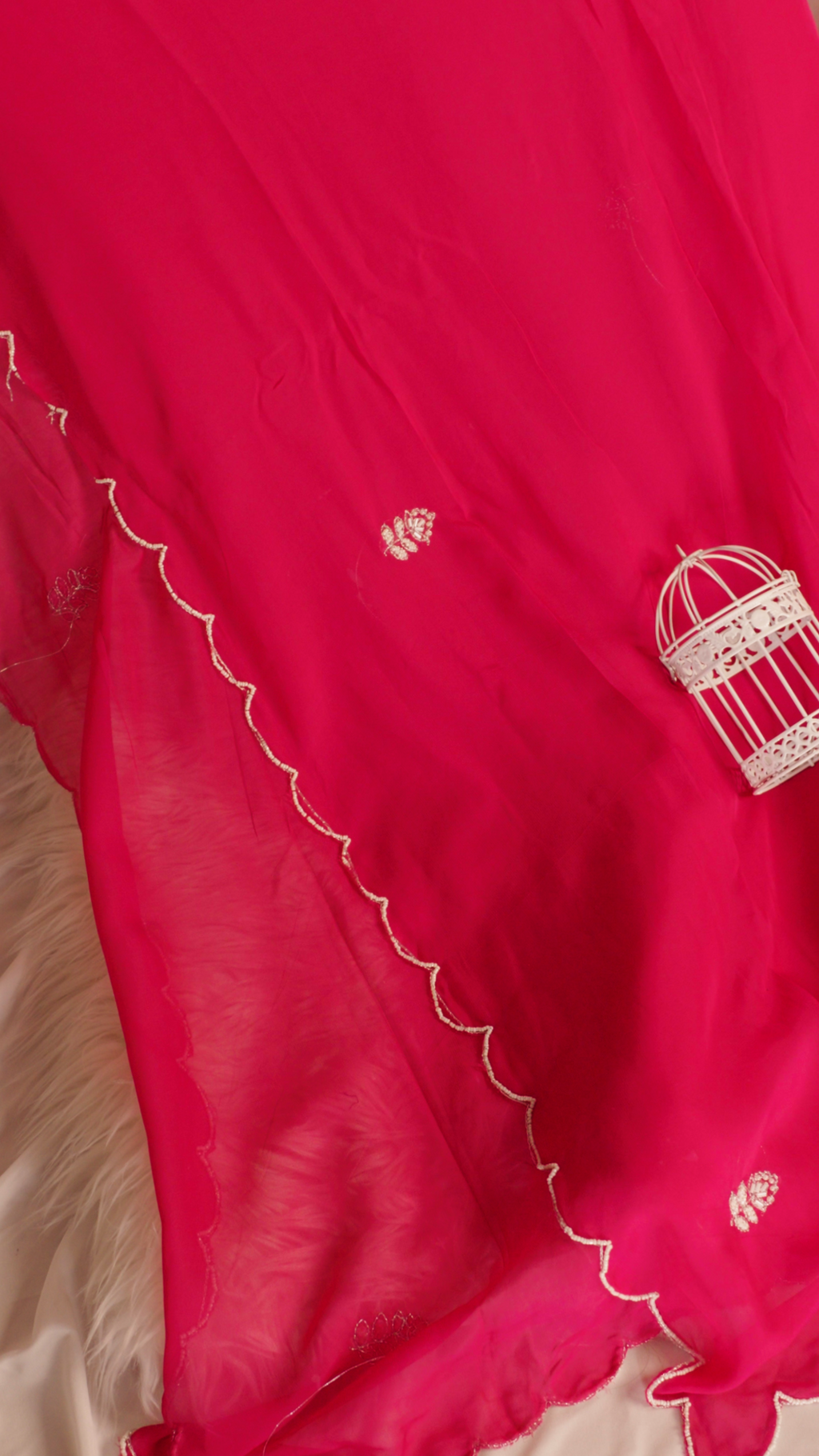 Pink Designer Embroidery Kurti pant with embroidered Work duptta