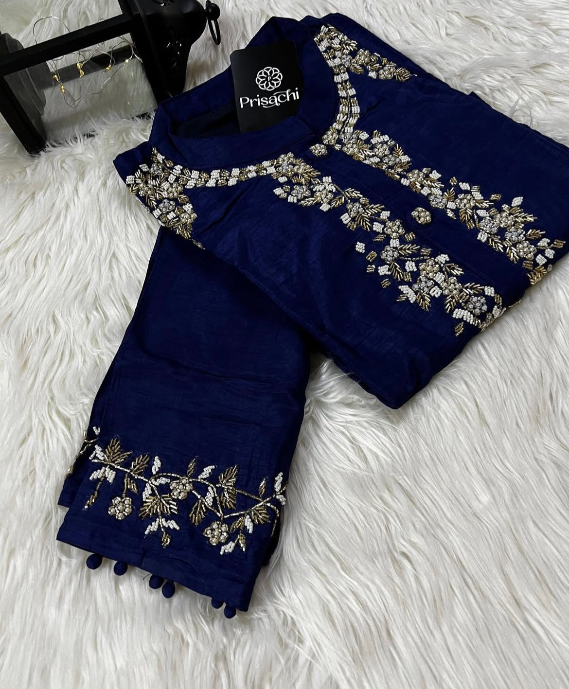 Blue embroidered kurta set with dupatta