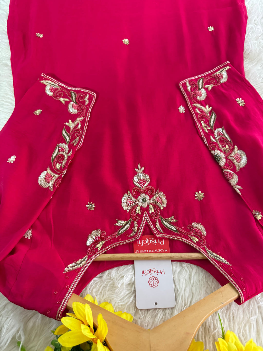Prisachi Pink Embroidered kurta bottom with dupatta