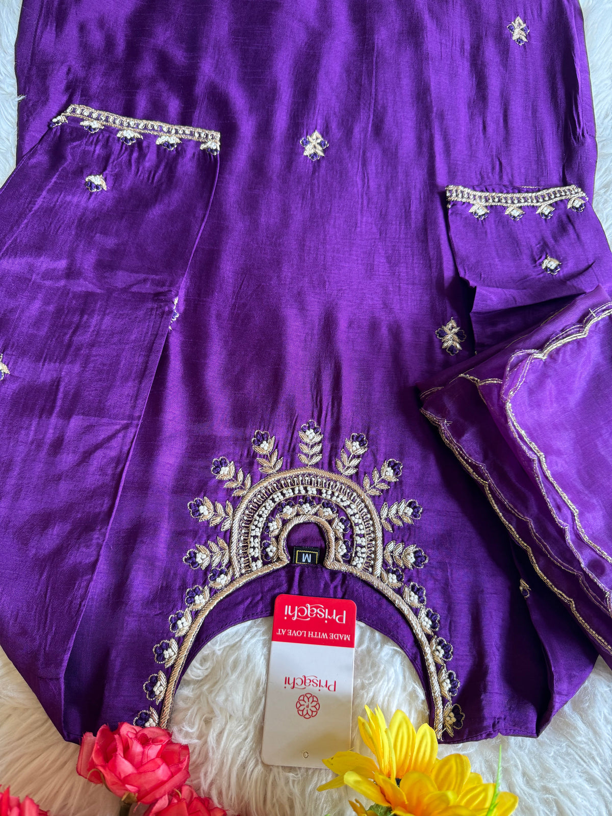 Purple Designer Kurti Bottom with Duptta