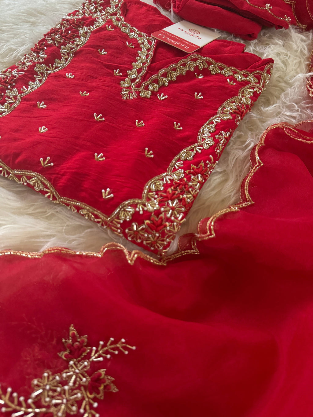 Embroidered kurta Pant  with dupatta with Zardosi work