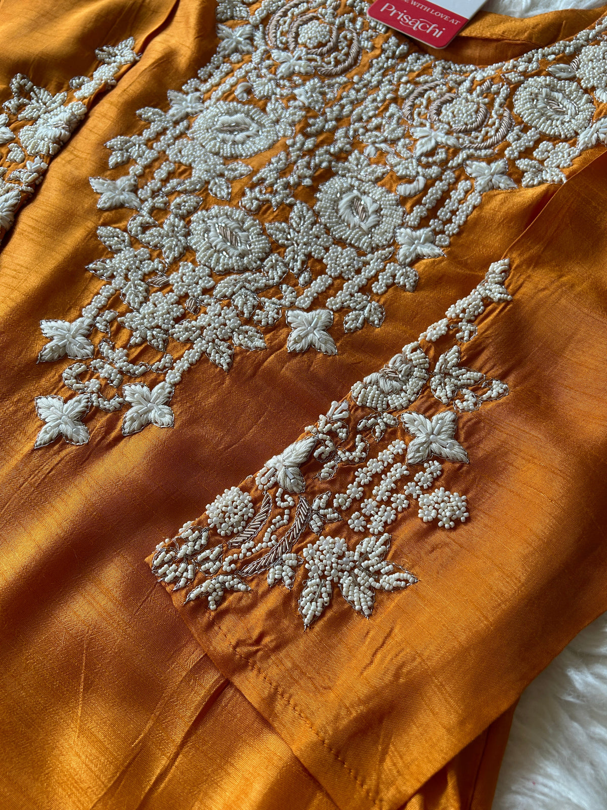 Orange Embroidered Kurta bottom With Dupatta