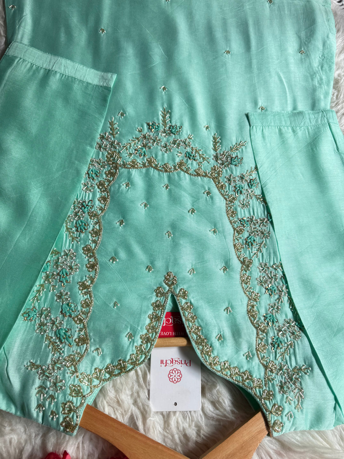 Embroidered kurta Pant  with dupatta with Zardosi work