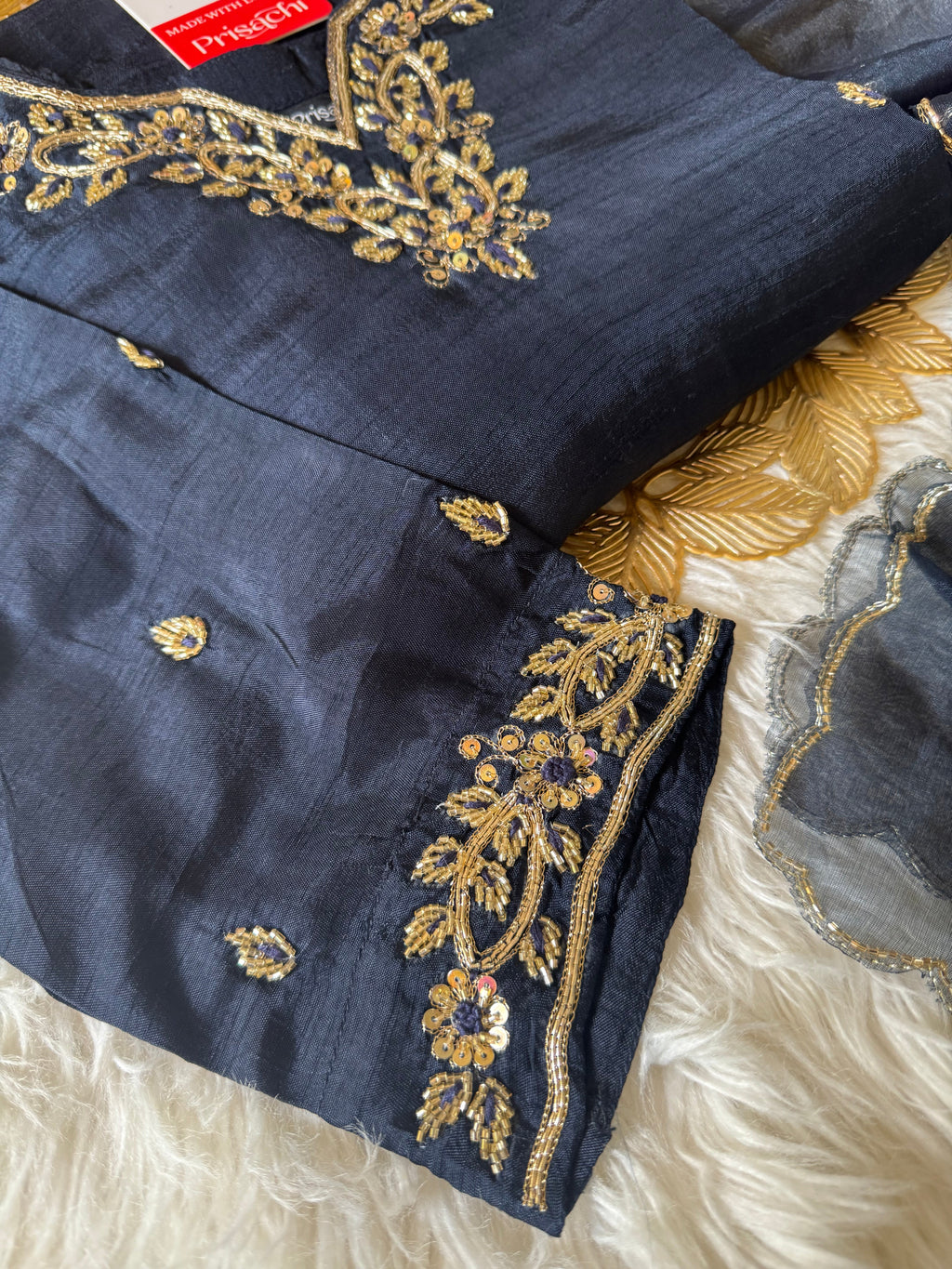 Blue embroidered kurta  Pant  with dupatta