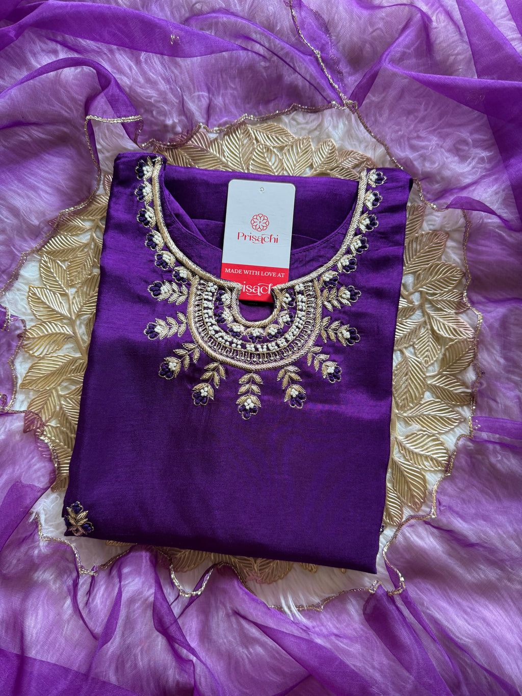 Purple Designer Kurti Bottom with Duptta
