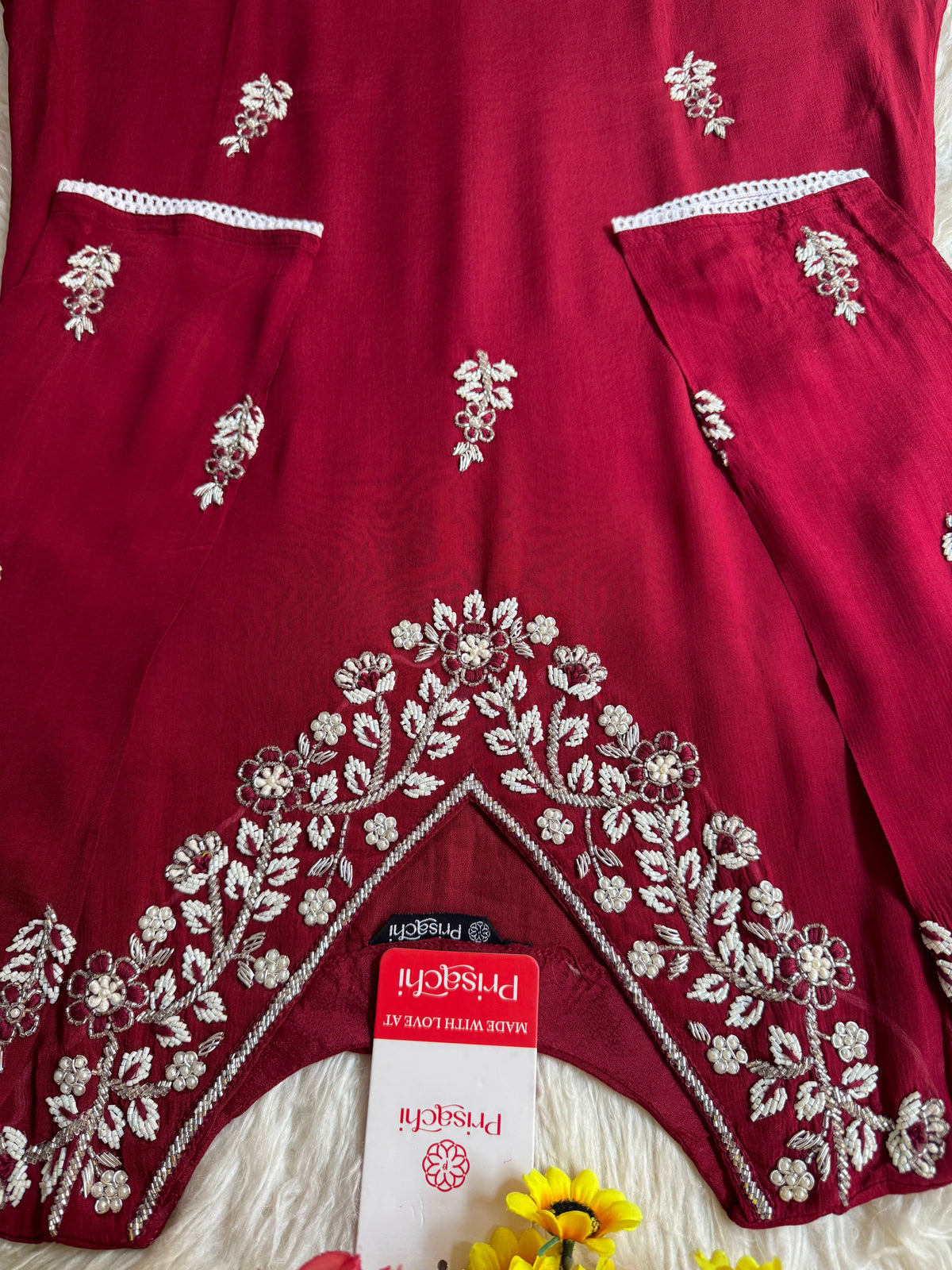 Embroidered kurti sharara set  with dupatta