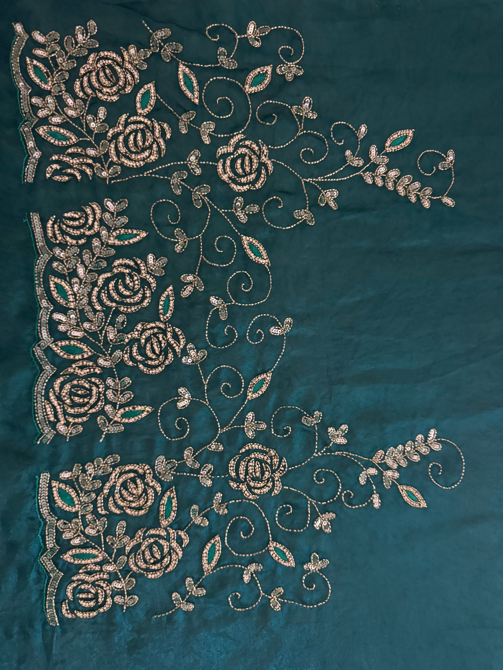 Prisachi Sea Green Designer Saree with Unstitched Blouse