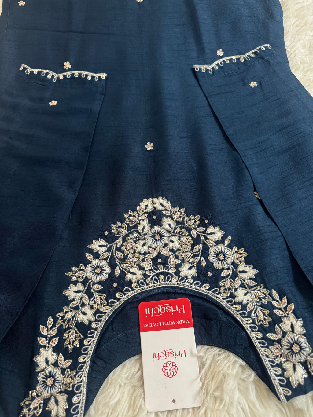 Blue embroidered kurta Bottom  with dupatta