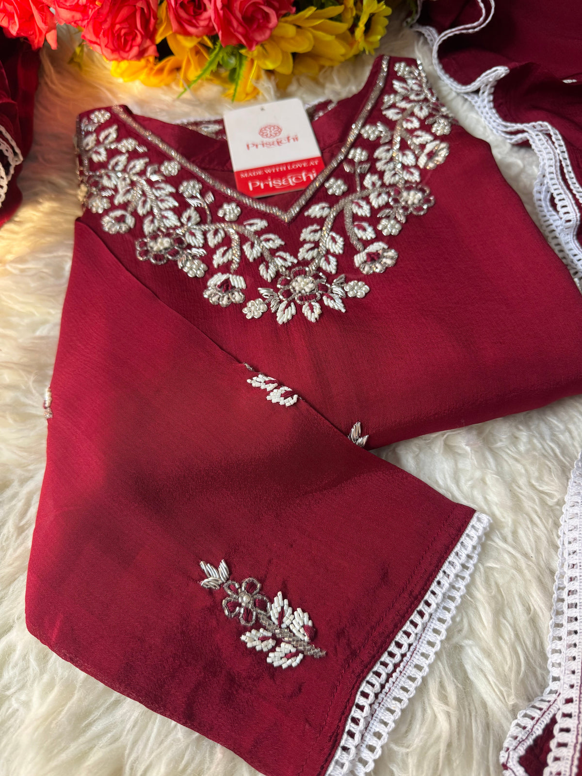 Embroidered kurti sharara set  with dupatta