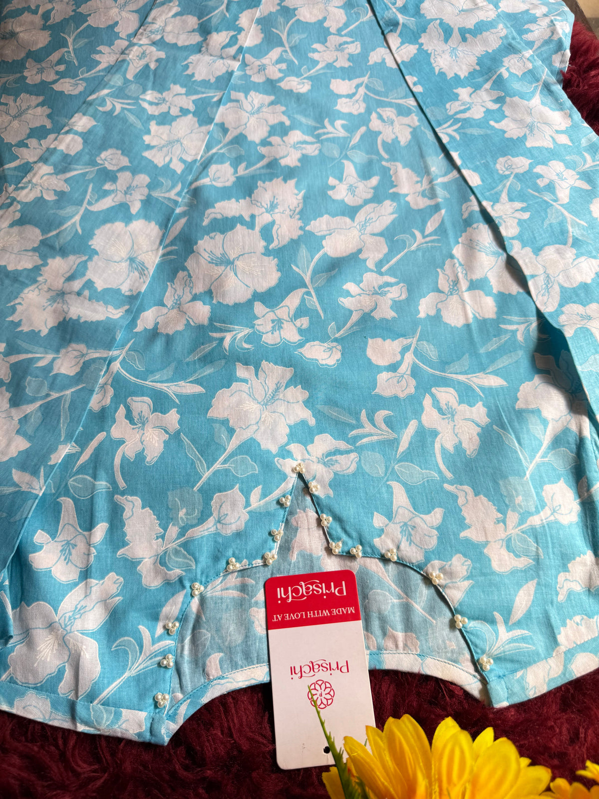 Cotton  A-line Kurti with pockets, comfy pant, and dupatta
