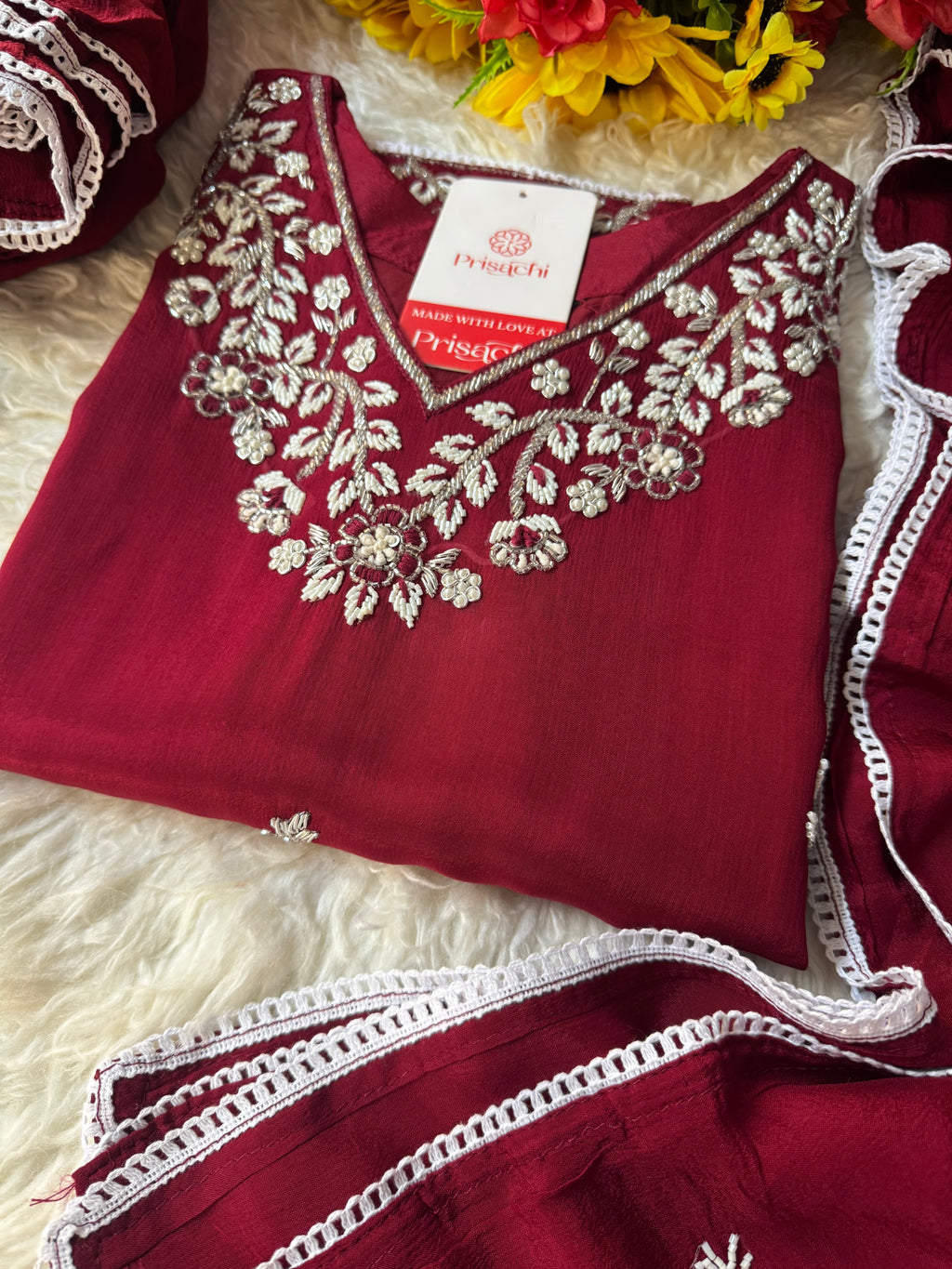 Embroidered kurti sharara set  with dupatta