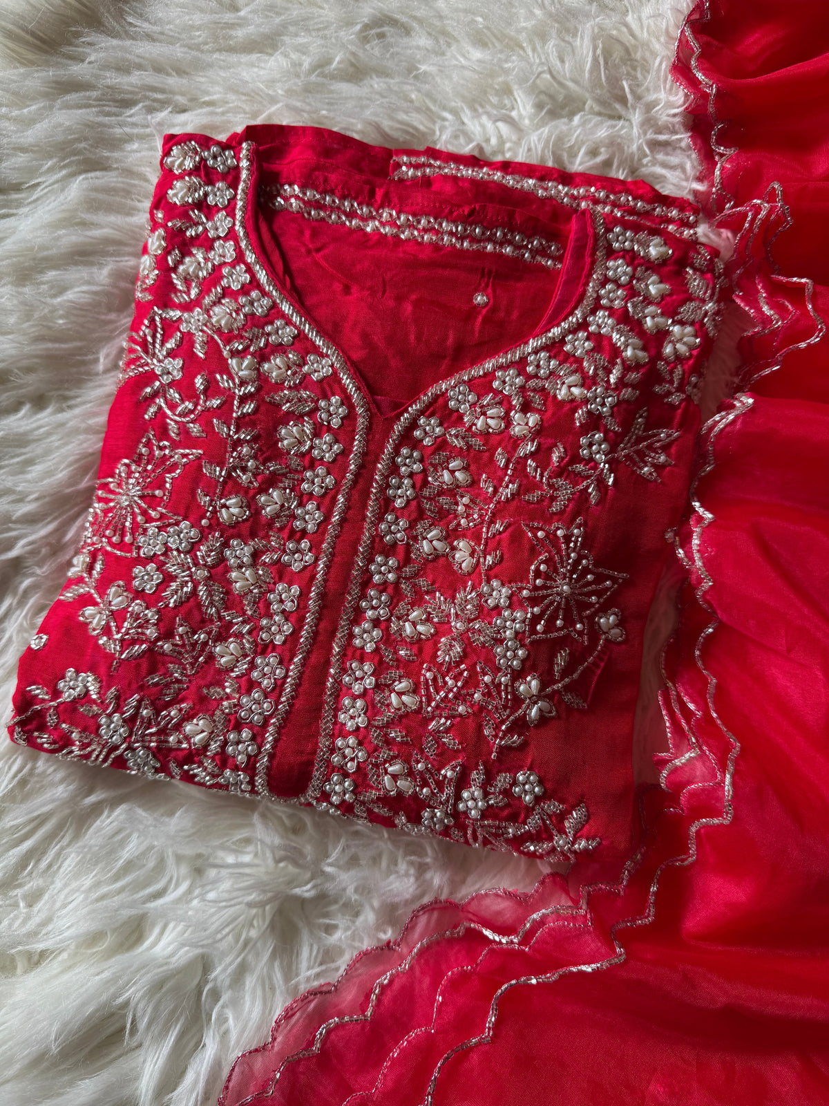 Pink Designer Embroidered kurta set with dupatta