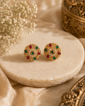 Traditional Gold-Plated Flower Kundan Stud Earrings for women
