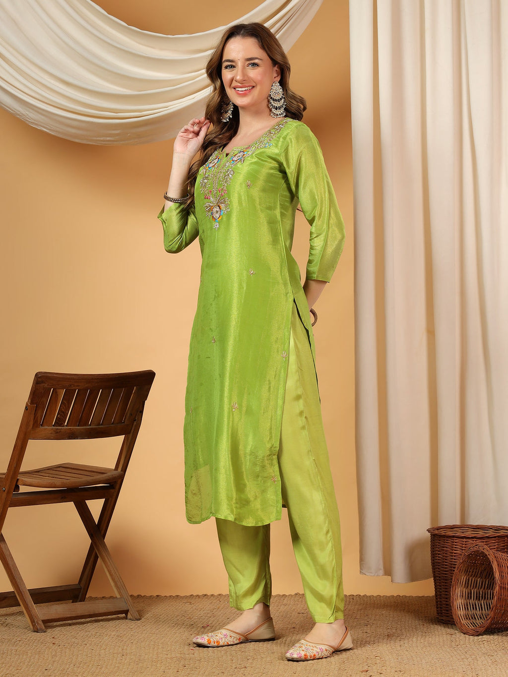 Designer Embroidered Kurta set with dupatta with Pant