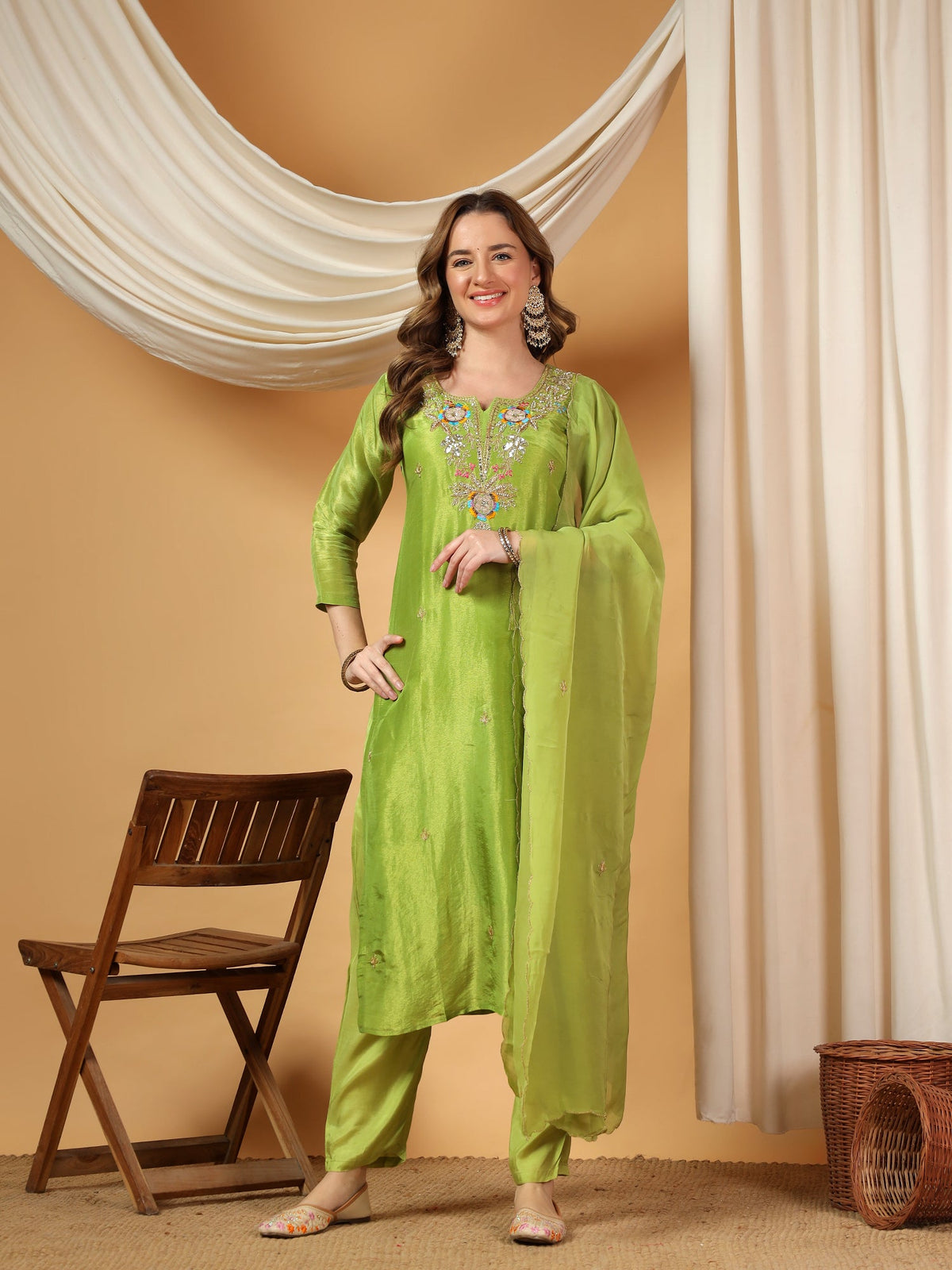 Designer Embroidered Kurta set with dupatta with Pant