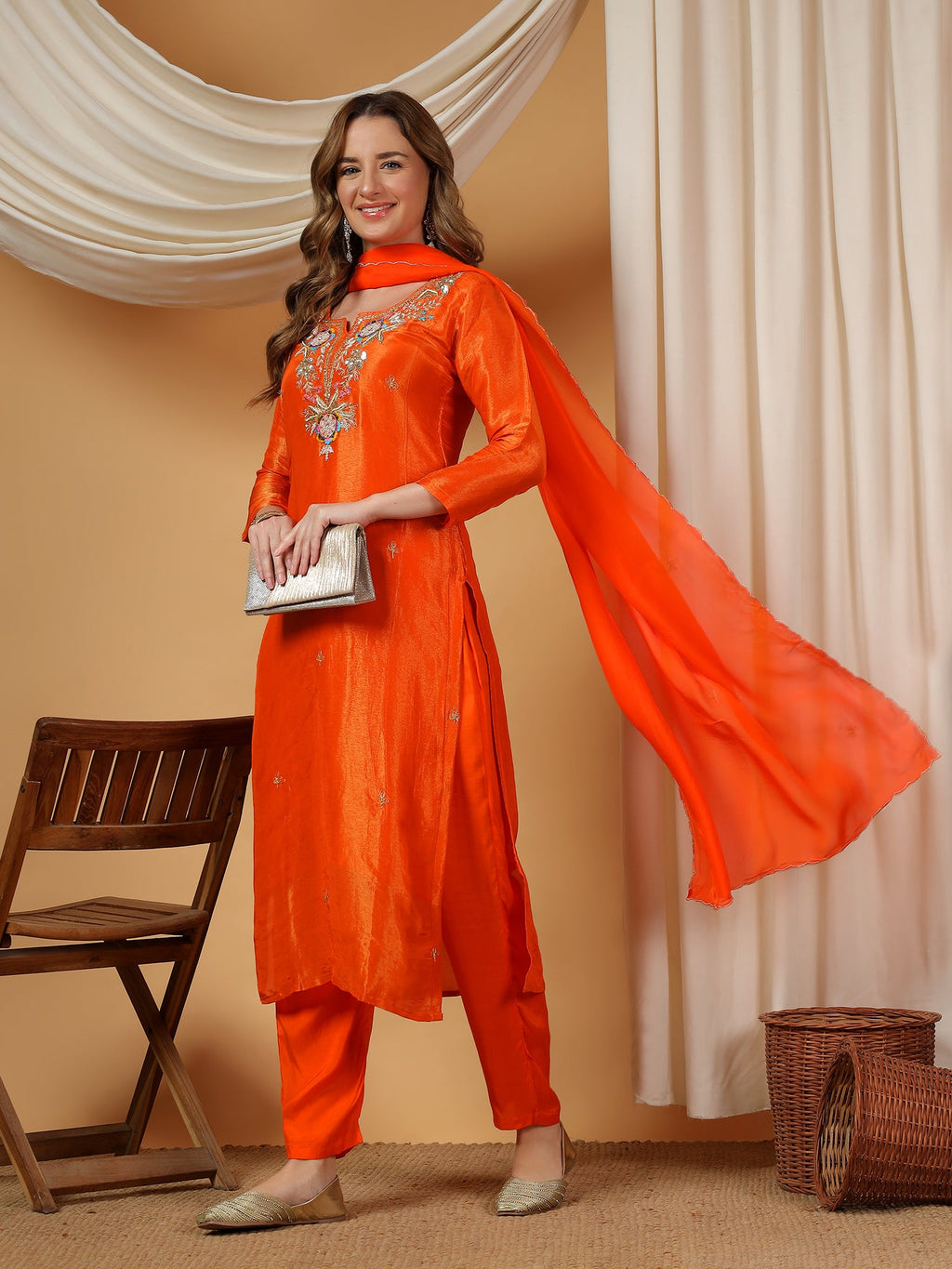 Designer Embroidered Kurta set with dupatta with Pant