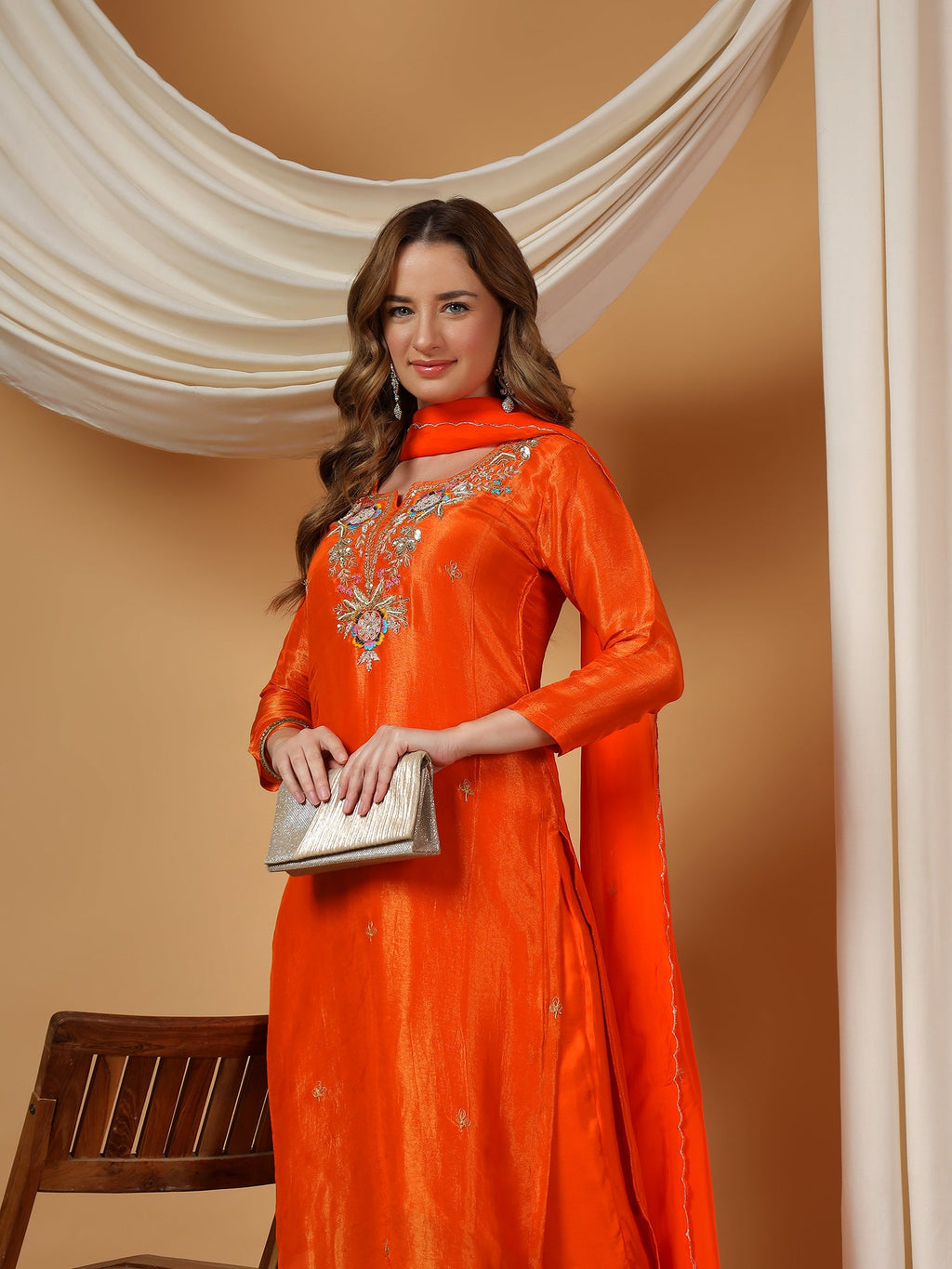 Designer Embroidered Kurta set with dupatta with Pant