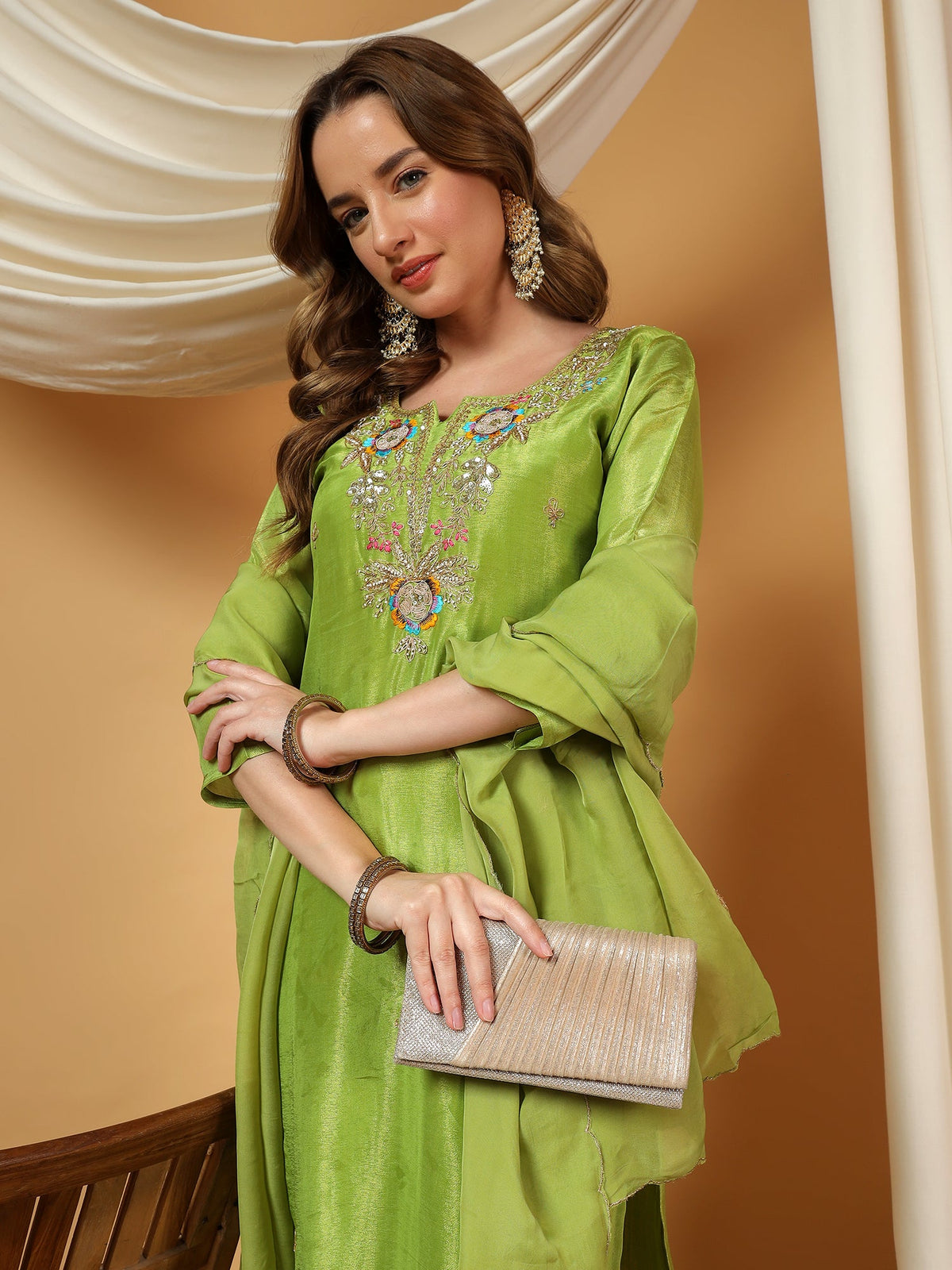 Designer Embroidered Kurta set with dupatta with Pant