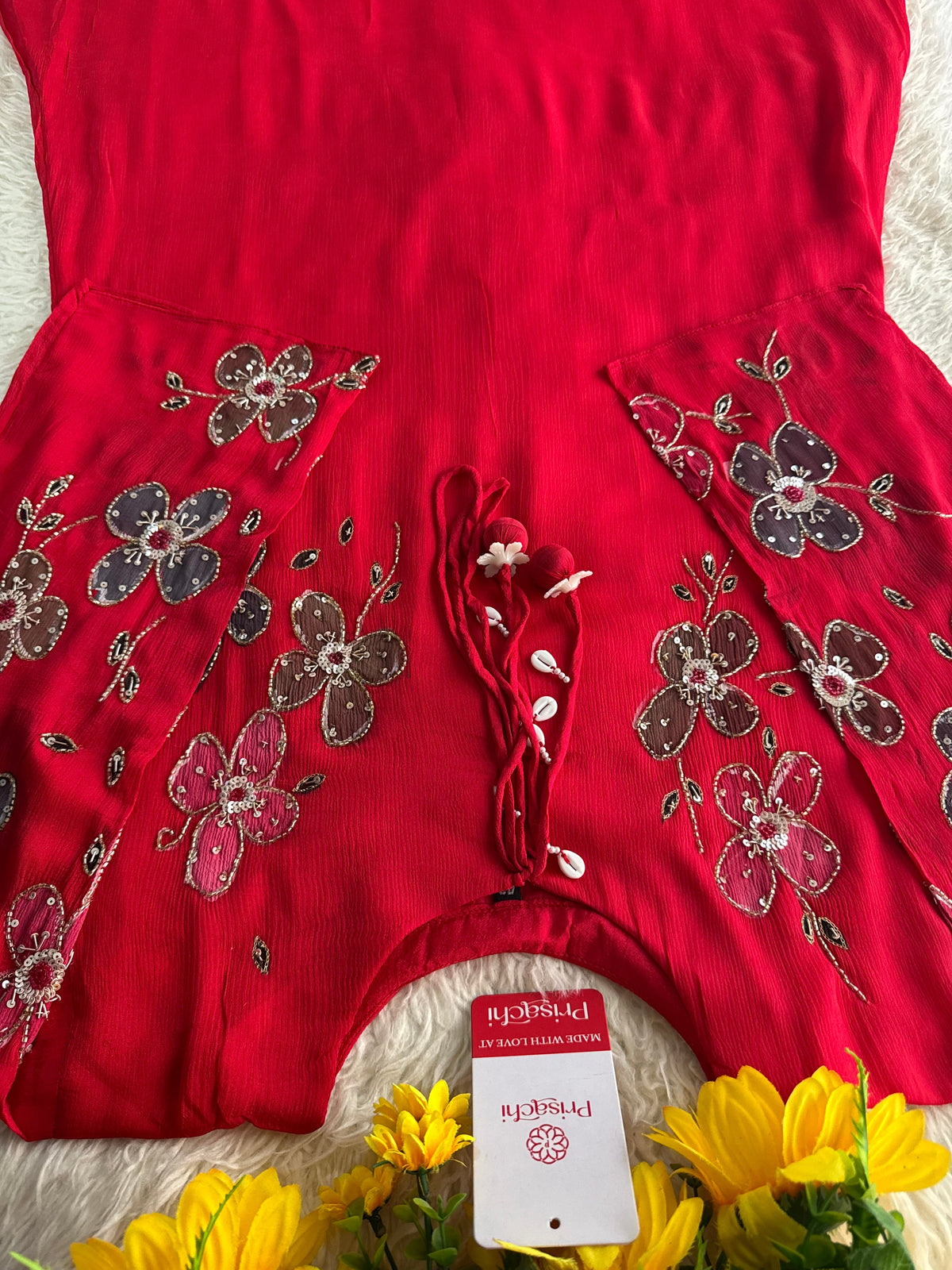 Brown hand embroidered A Line  kurta pant  with dupatta