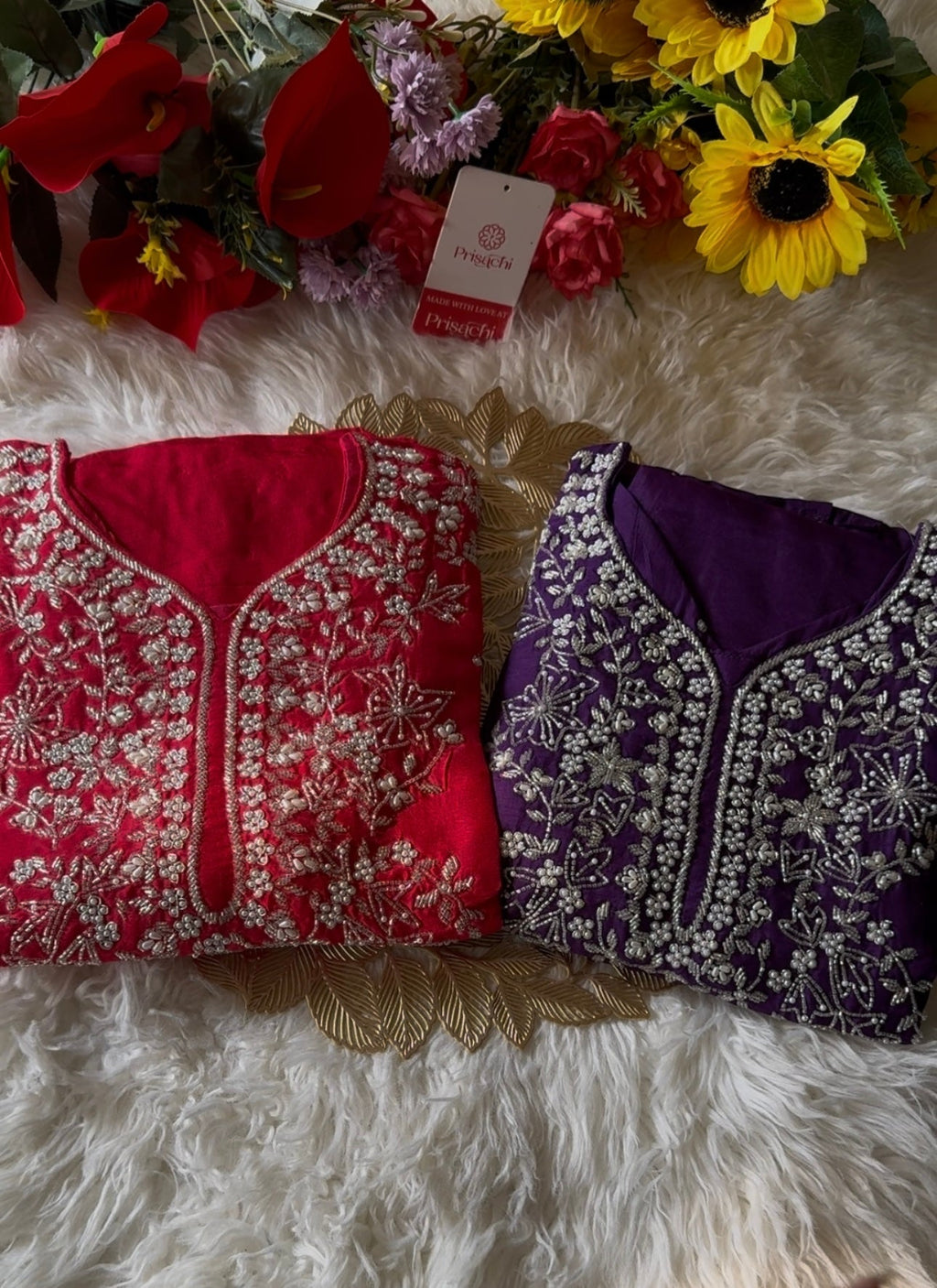 Purple Embroidered kurta bottom with dupatta