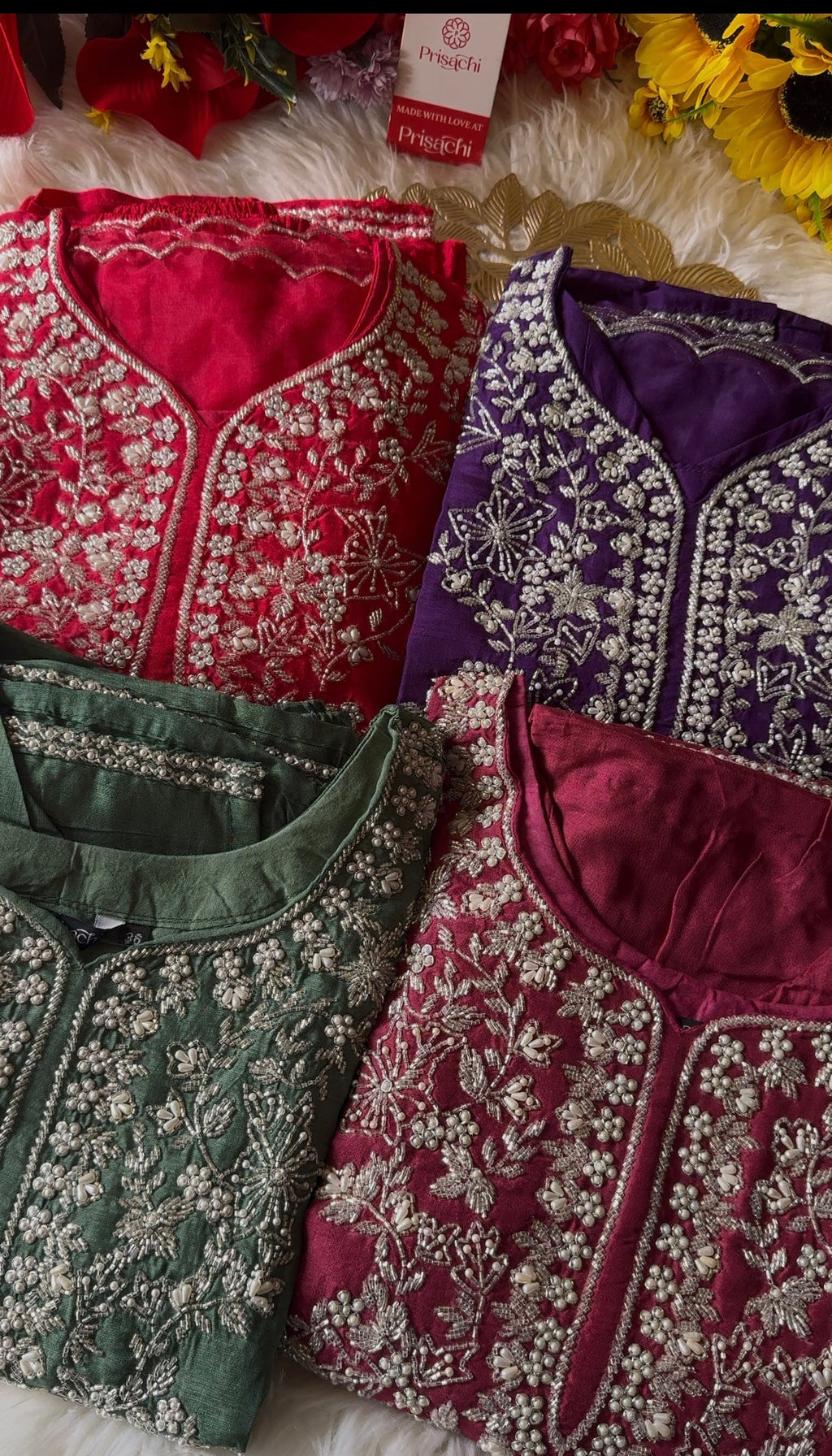 Pink Designer Embroidered kurta set with dupatta