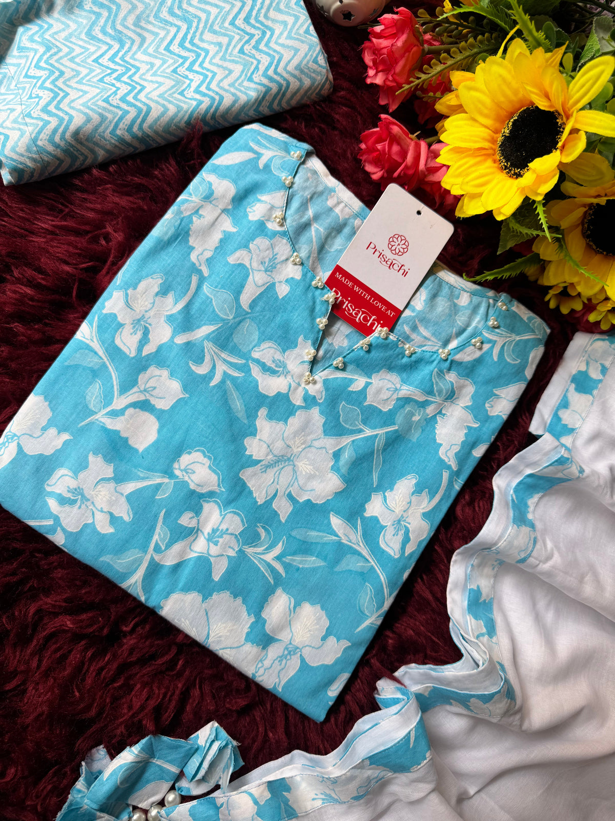 Cotton  A-line Kurti with pockets, comfy pant, and dupatta