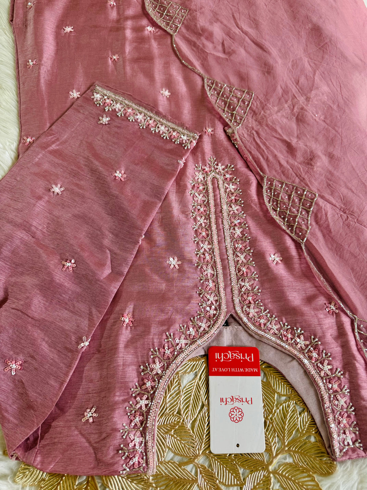 Designer neck embroidered kurta set with dupatta