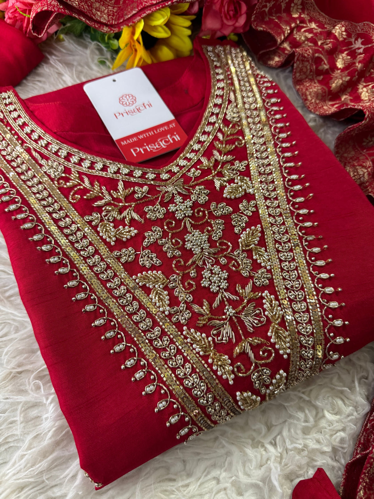 Pink Embroidered kurta Pant  with dupatta