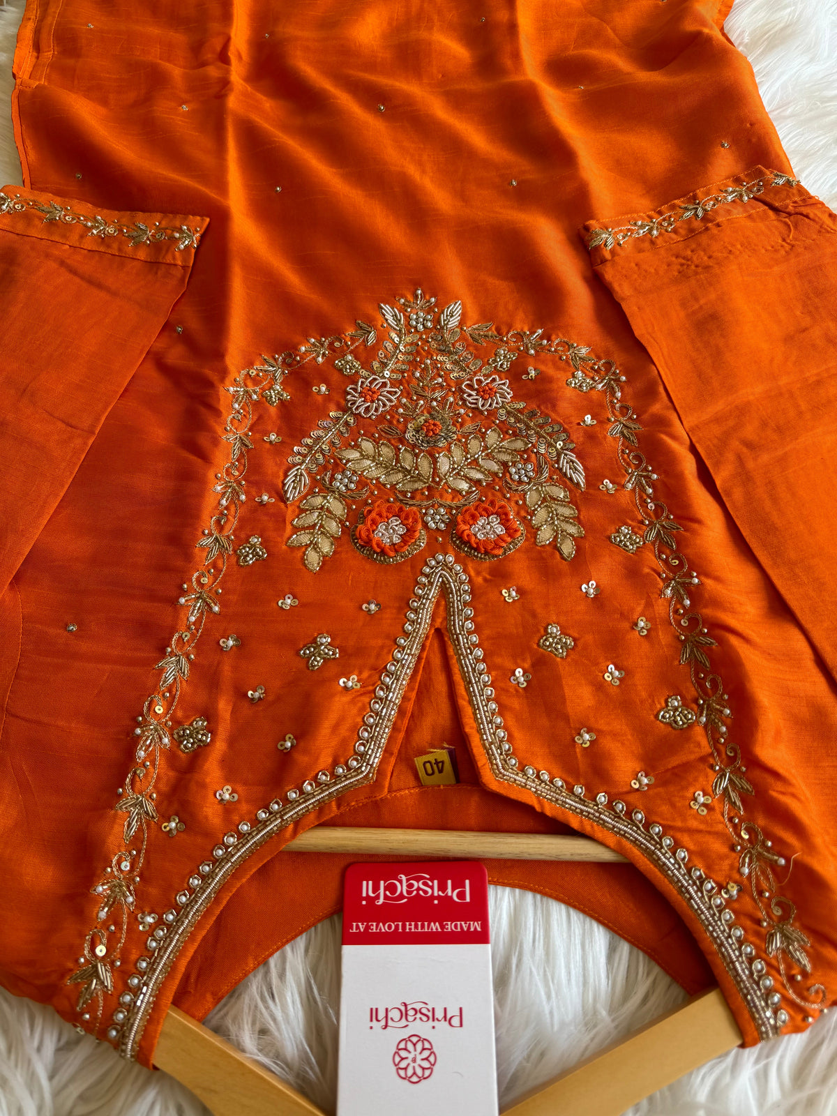 Orange Embroidered Kurta bottom With Dupatta