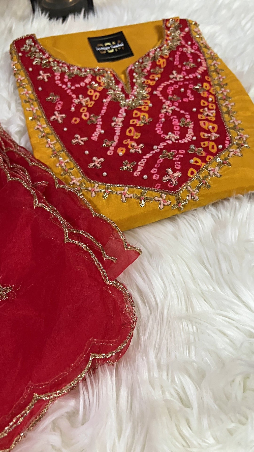 Yellow Embroidered kurta Pant  with dupatta