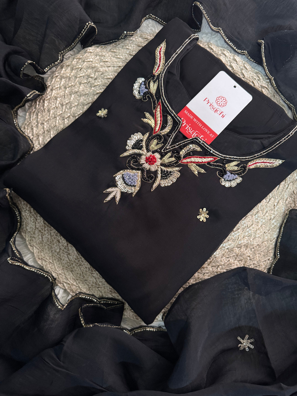 Prisachi Pink Embroidered kurta bottom with dupatta