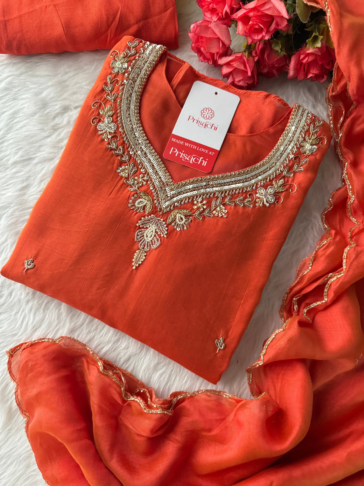 Prisachi A-line Kurta Set with comfy pant and dupatta for Women