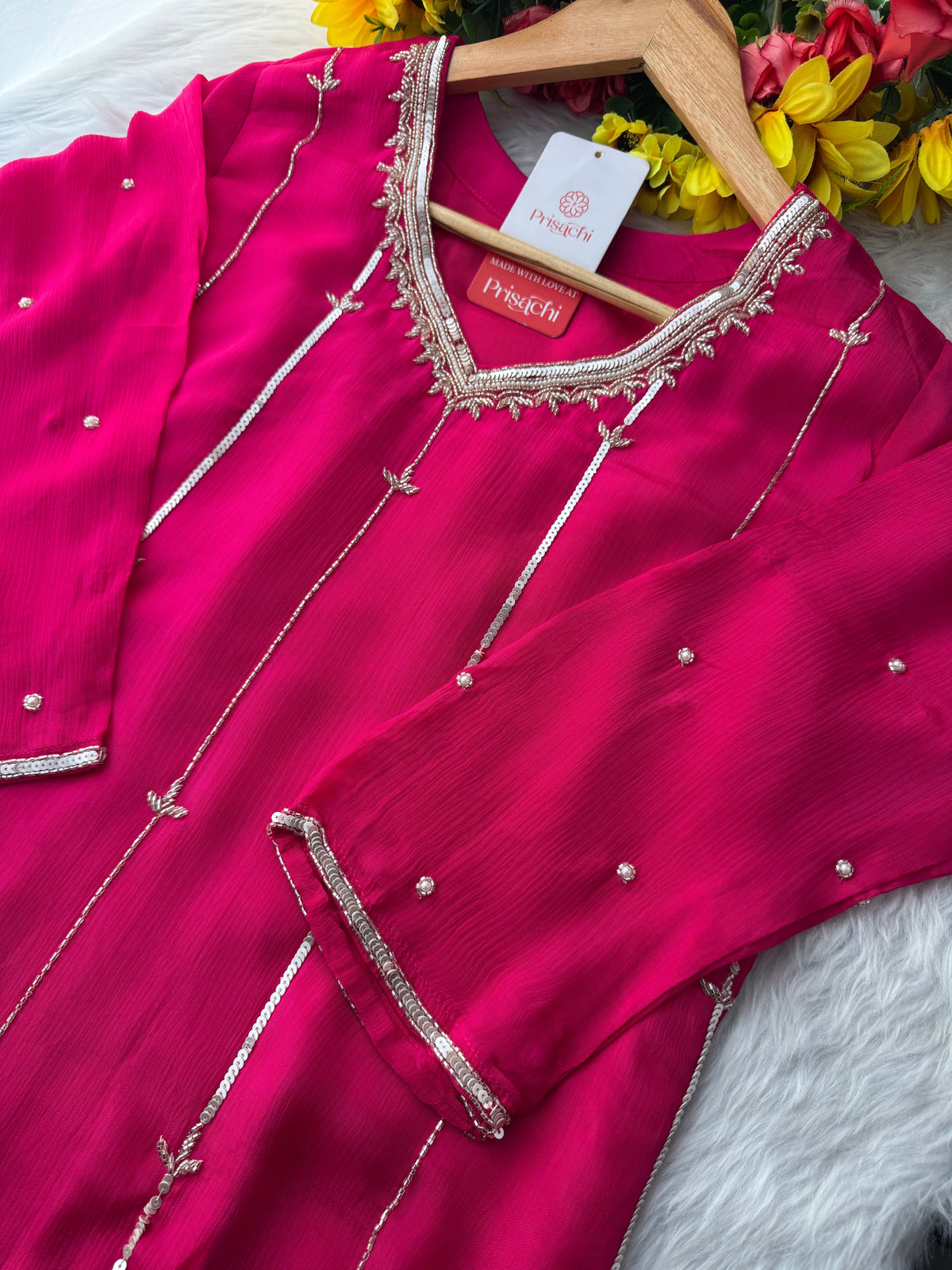 Pink Embroidered Ethnic Kurti Sharara Set with Dupatta