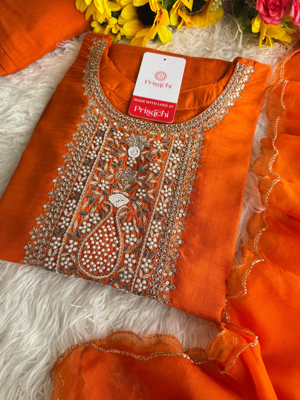 Designer embroidered kurta set with dupatta