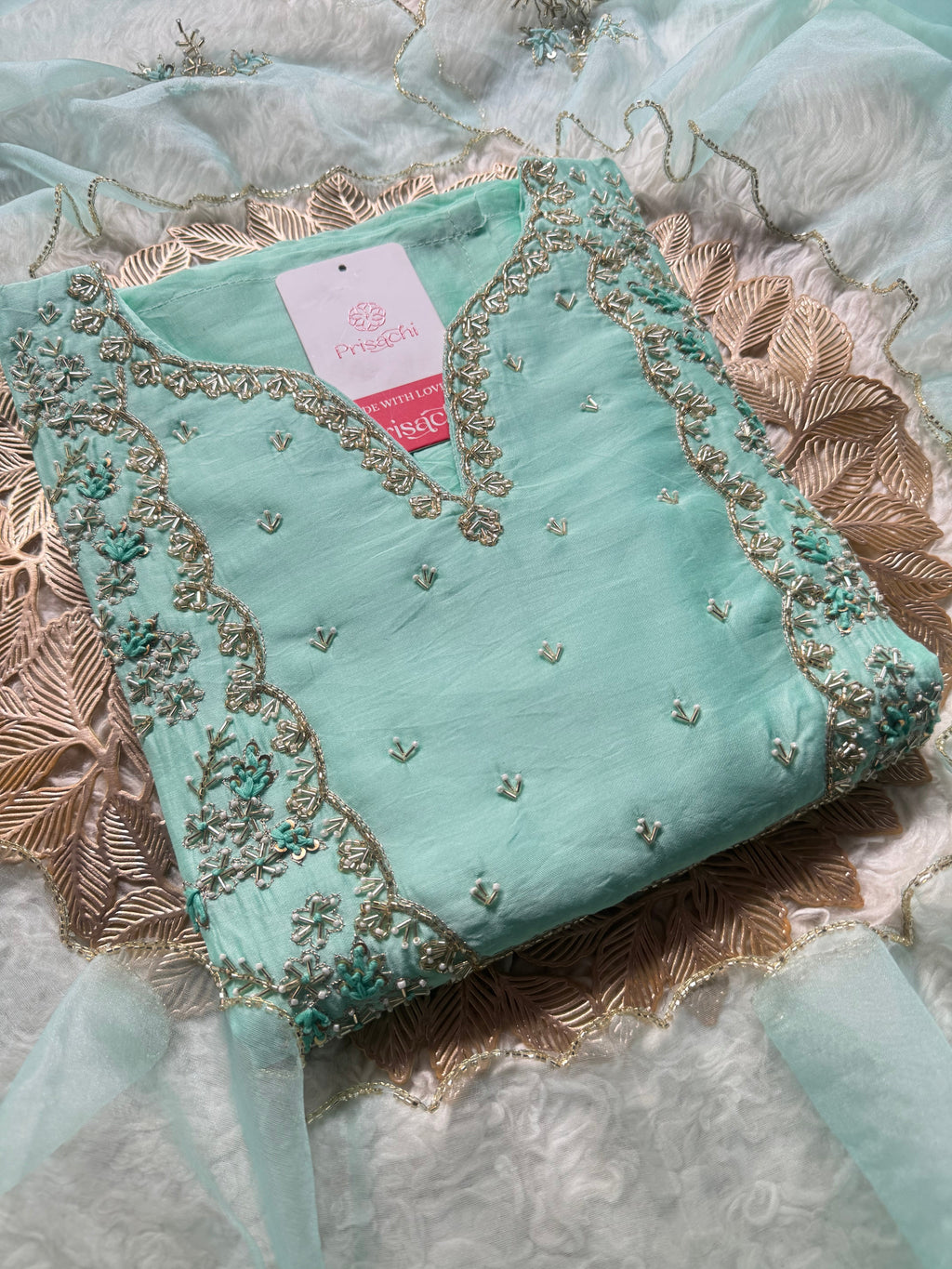 Embroidered kurta Pant  with dupatta with Zardosi work