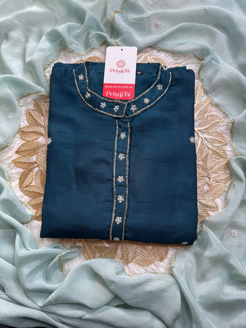 Blue embroidered kurta Bottom with dupatta