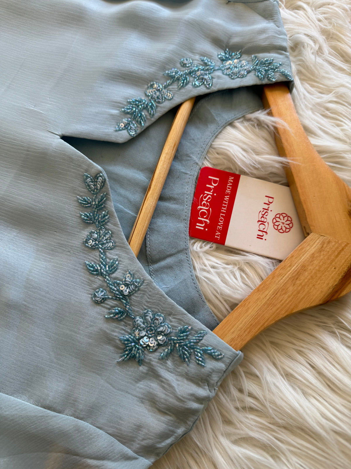 pastel blue embroidered kurta Pant  with dupatta
