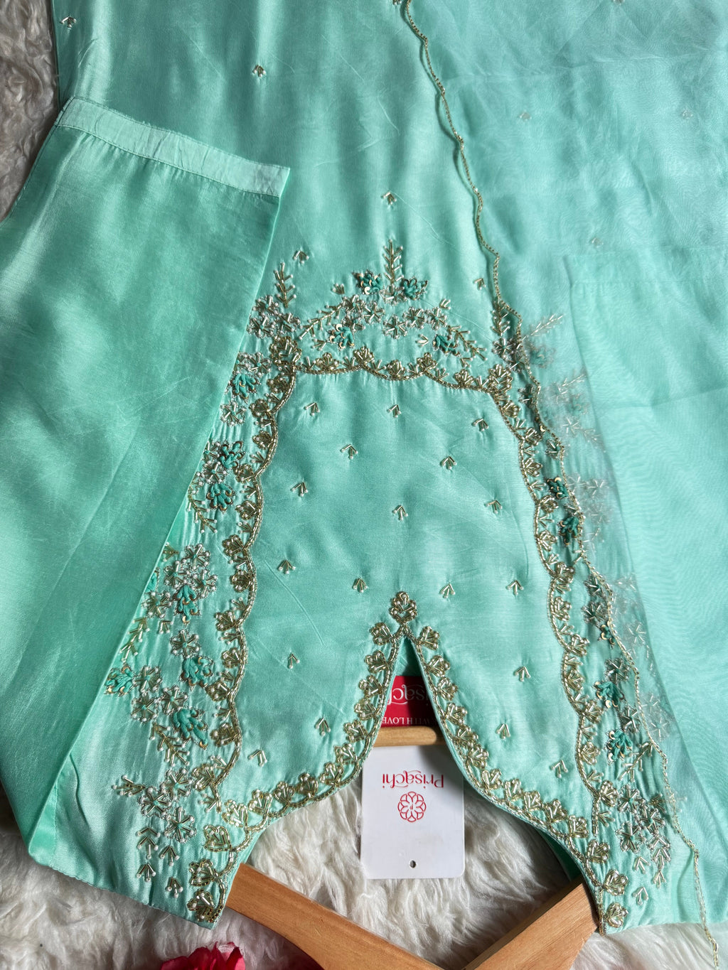 Embroidered kurta Pant  with dupatta with Zardosi work