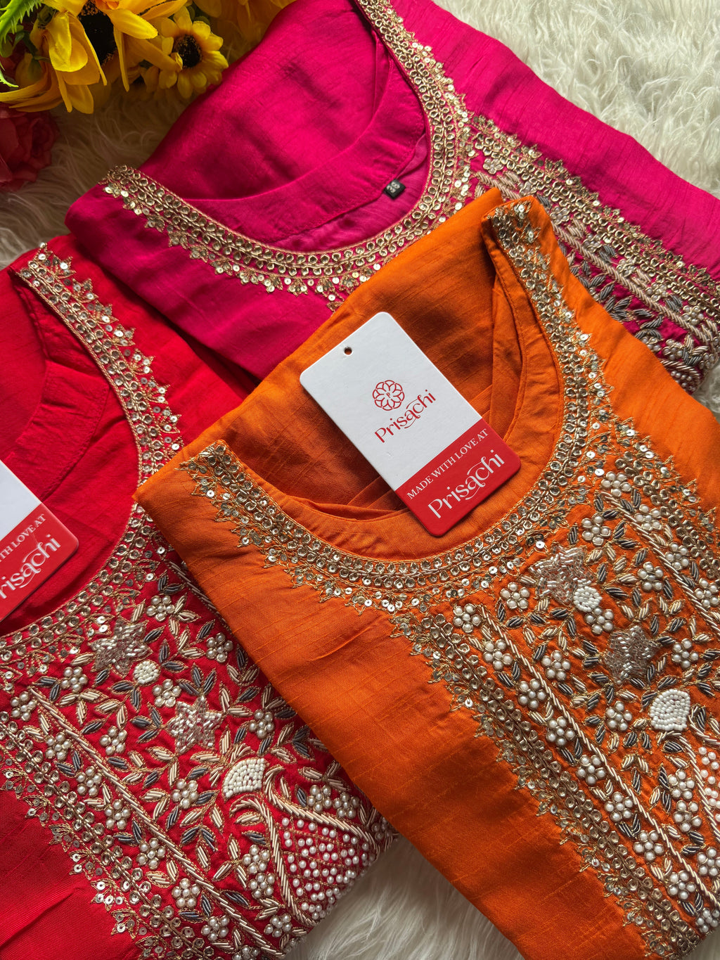 Pink designer embroidered kurta set with dupatta