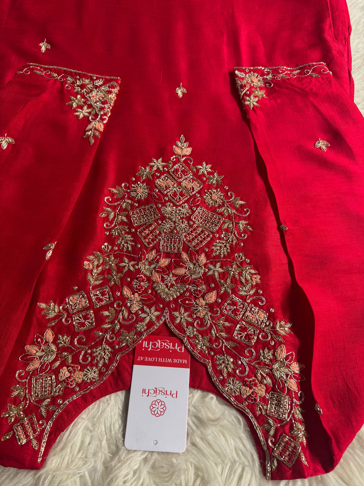 Red Embroidered kurta set with dupatta