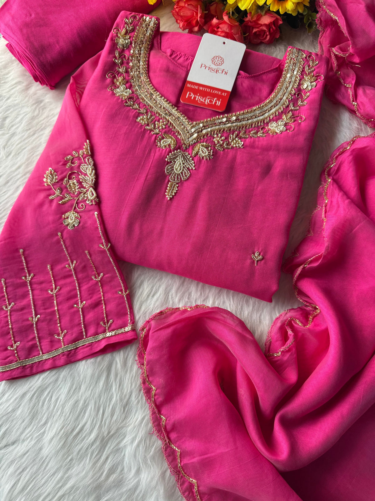 Prisachi A-line Kurta Set with comfy pant and dupatta for Women
