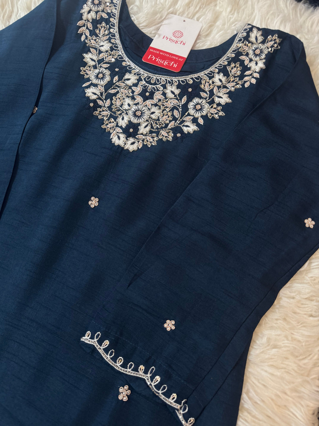 Blue embroidered kurta Bottom  with dupatta