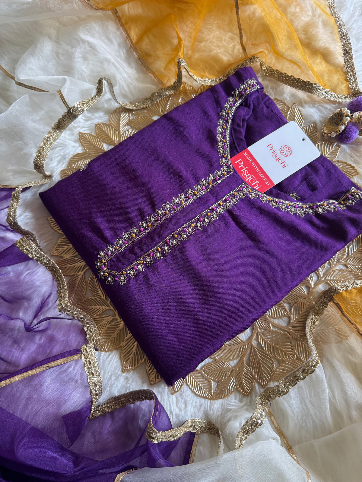 Purple embroidered kurta Pant  without  dupatta
