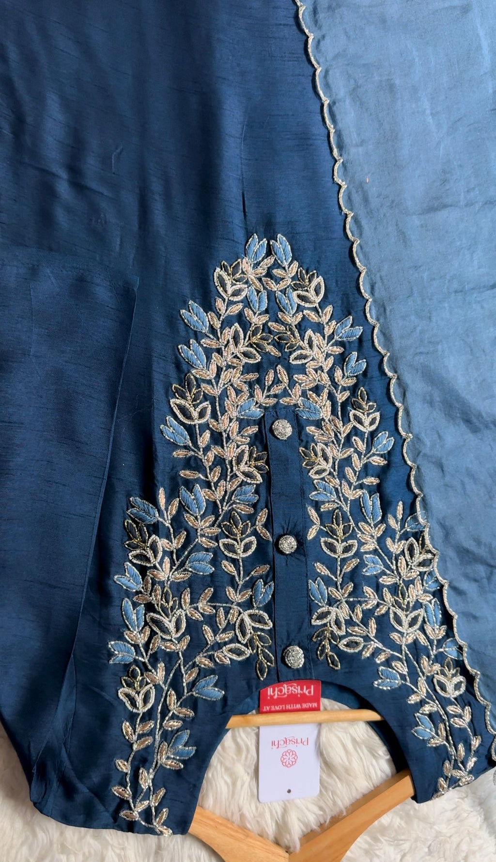 Blue embroidered kurta Bottom with dupatta