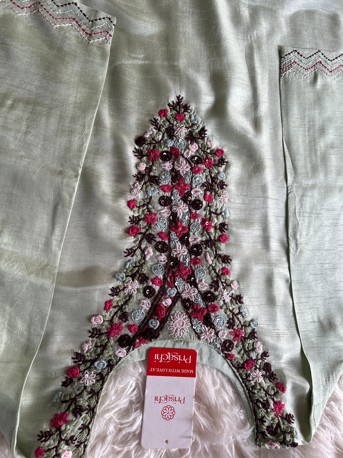 Pista Green Designer Kurti bottom with Dupttaa