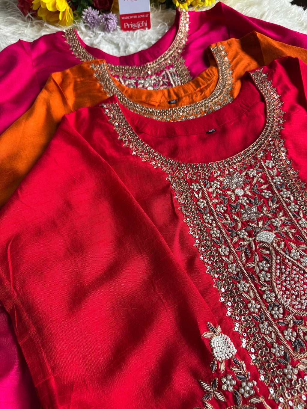 Designer embroidered kurta set with dupatta