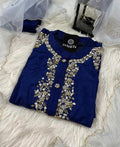 Blue embroidered kurta set with dupatta