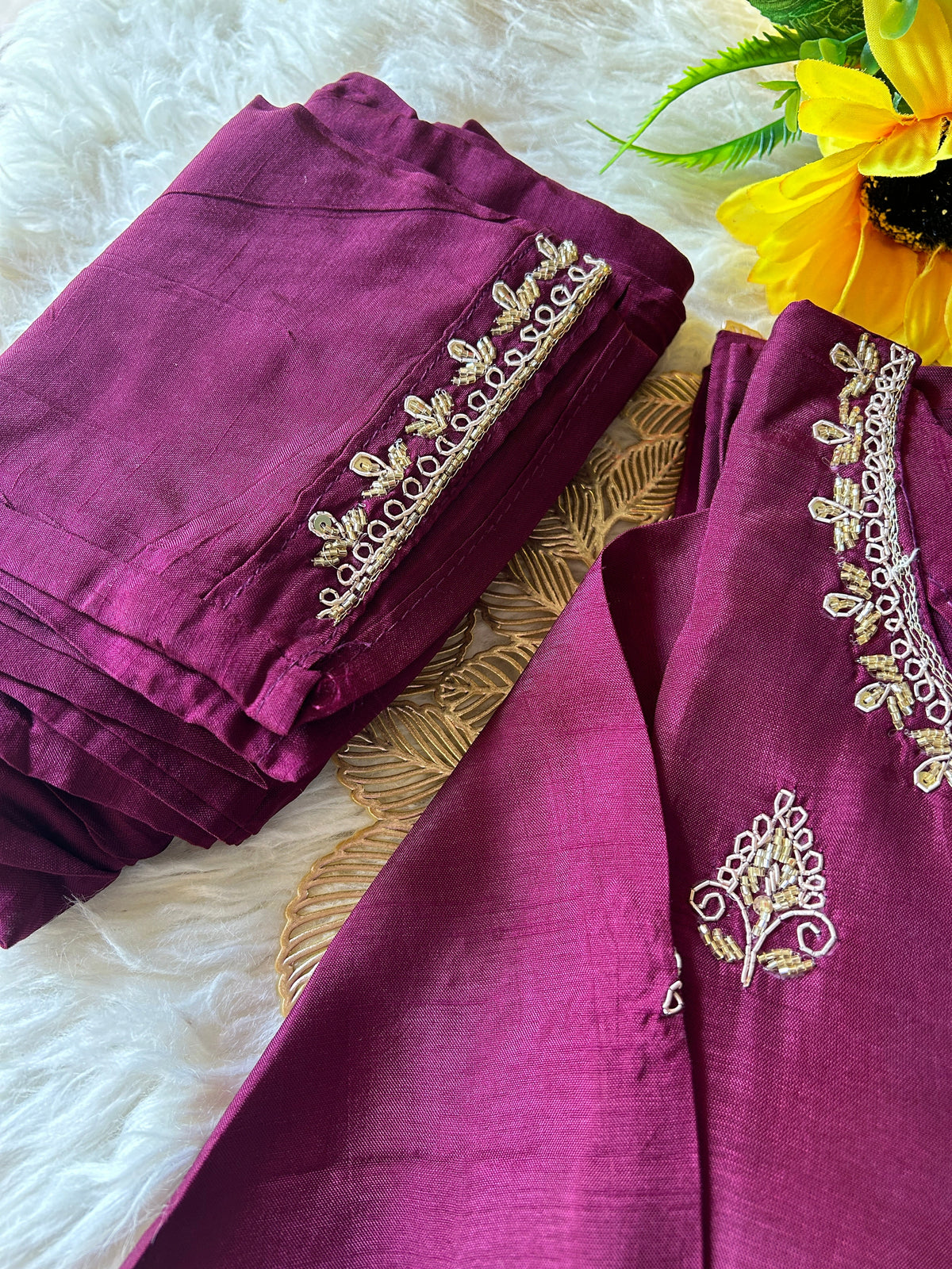 Purple embroidered kurta Pant  with dupatta