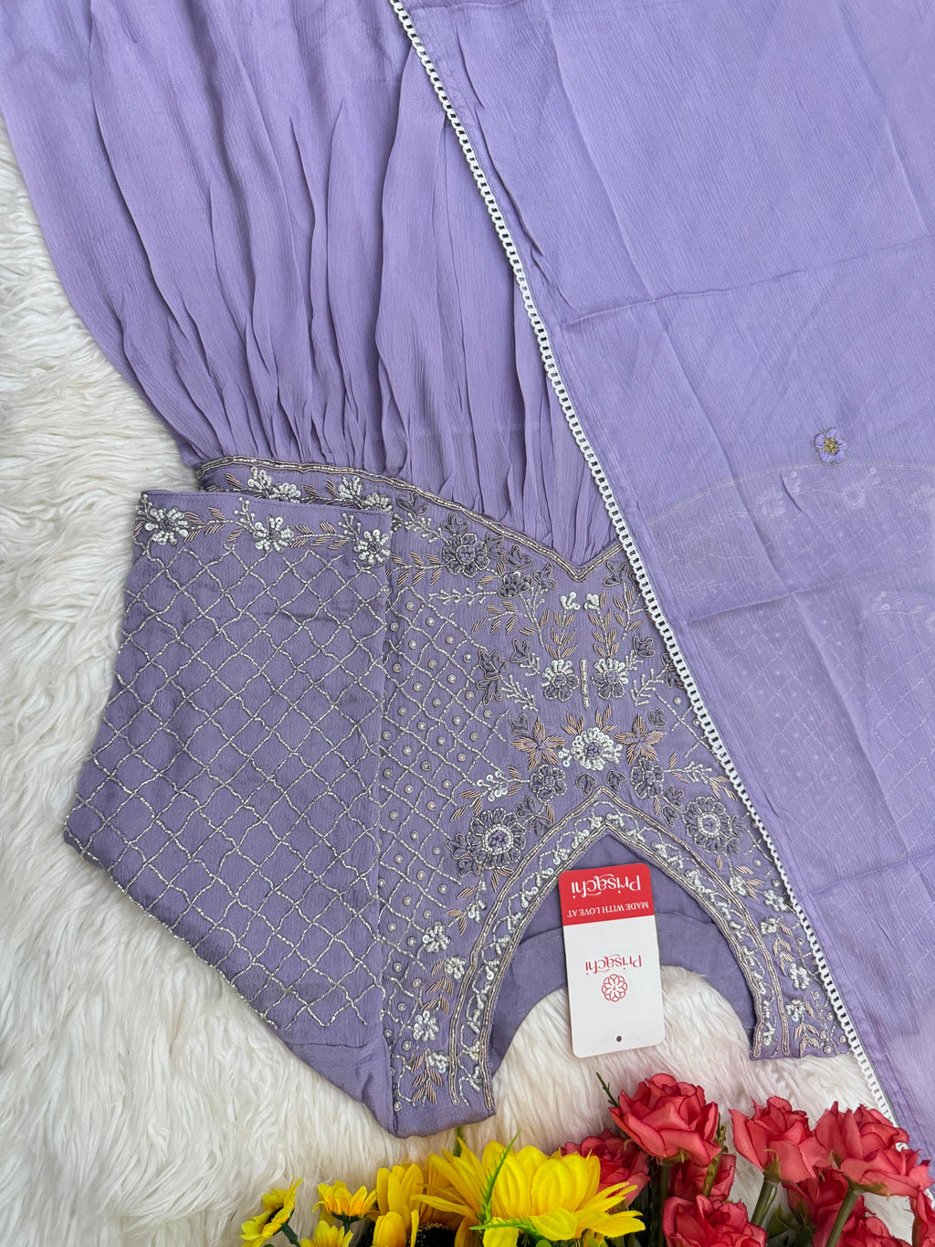 Lavender Embroidered Alia cut Anarkali dress