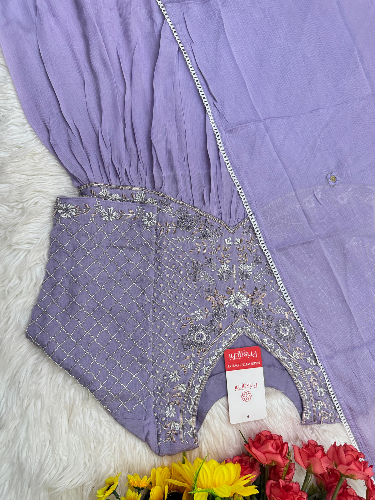 Lavender Embroidered Alia cut Anarkali dress
